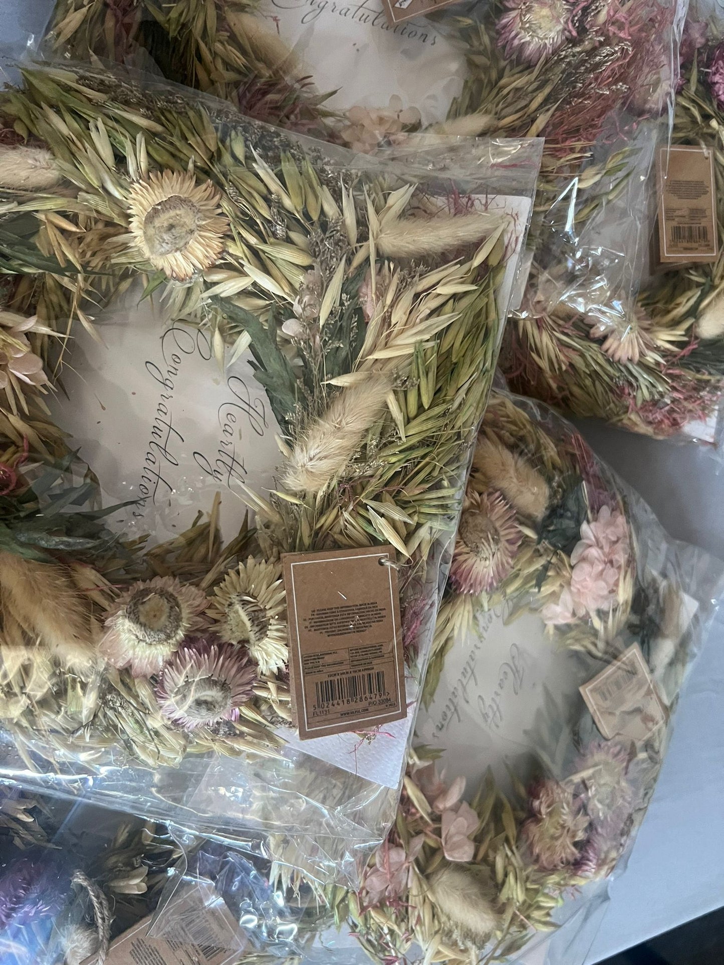 Handmade dry flower and grass wreath - FREE SHIPPING