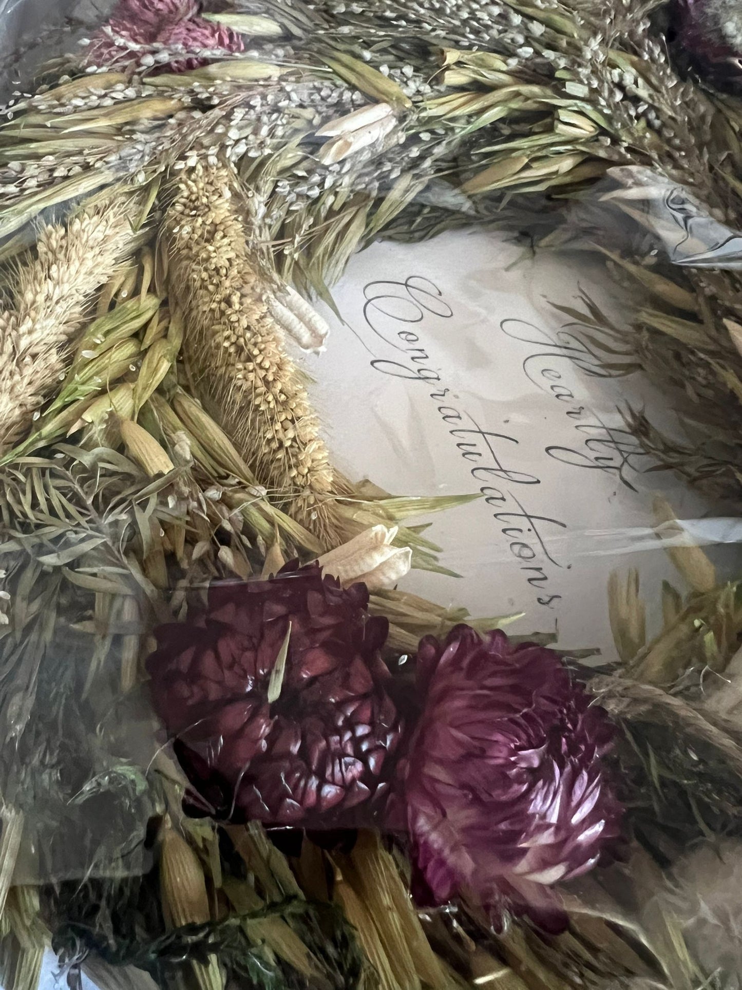 Handmade dry flower and grass wreath - FREE SHIPPING