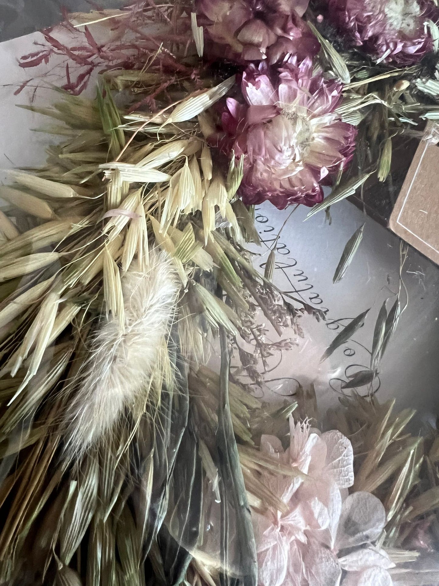 Handmade dry flower and grass wreath - FREE SHIPPING