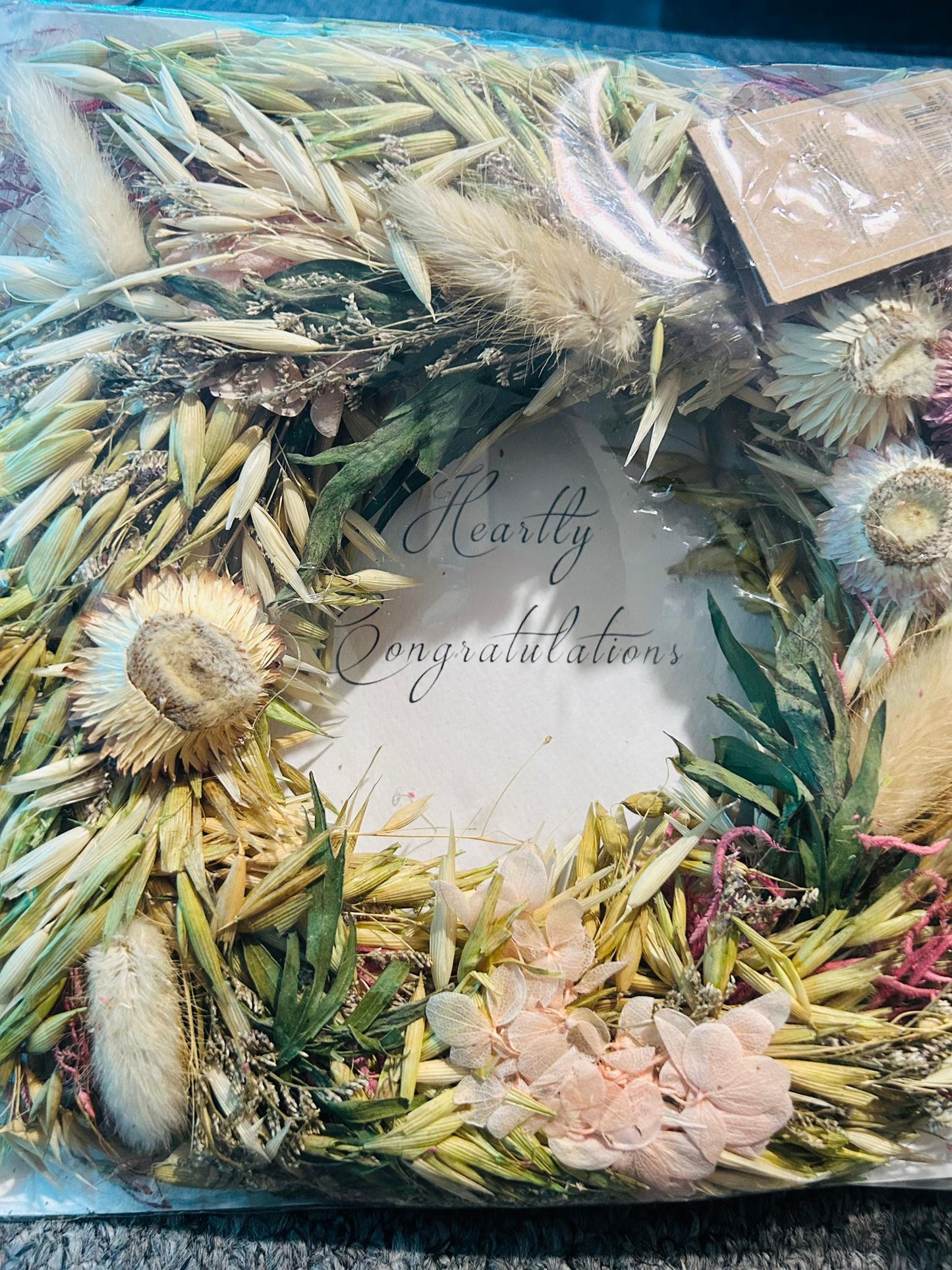 Handmade dry flower and grass wreath - FREE SHIPPING