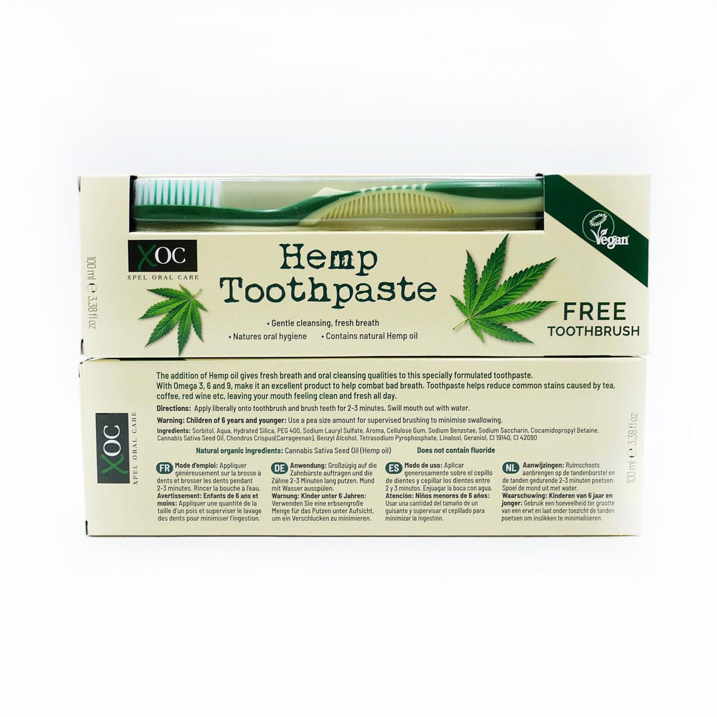 XOC Hemp Flouride free toothpaste with free brush - 100ml - FREE SHIPPING