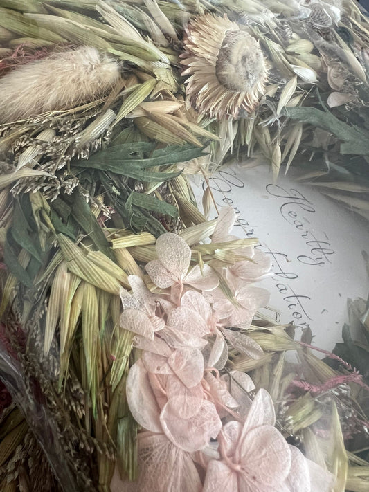 Handmade dry flower and grass wreath - FREE SHIPPING